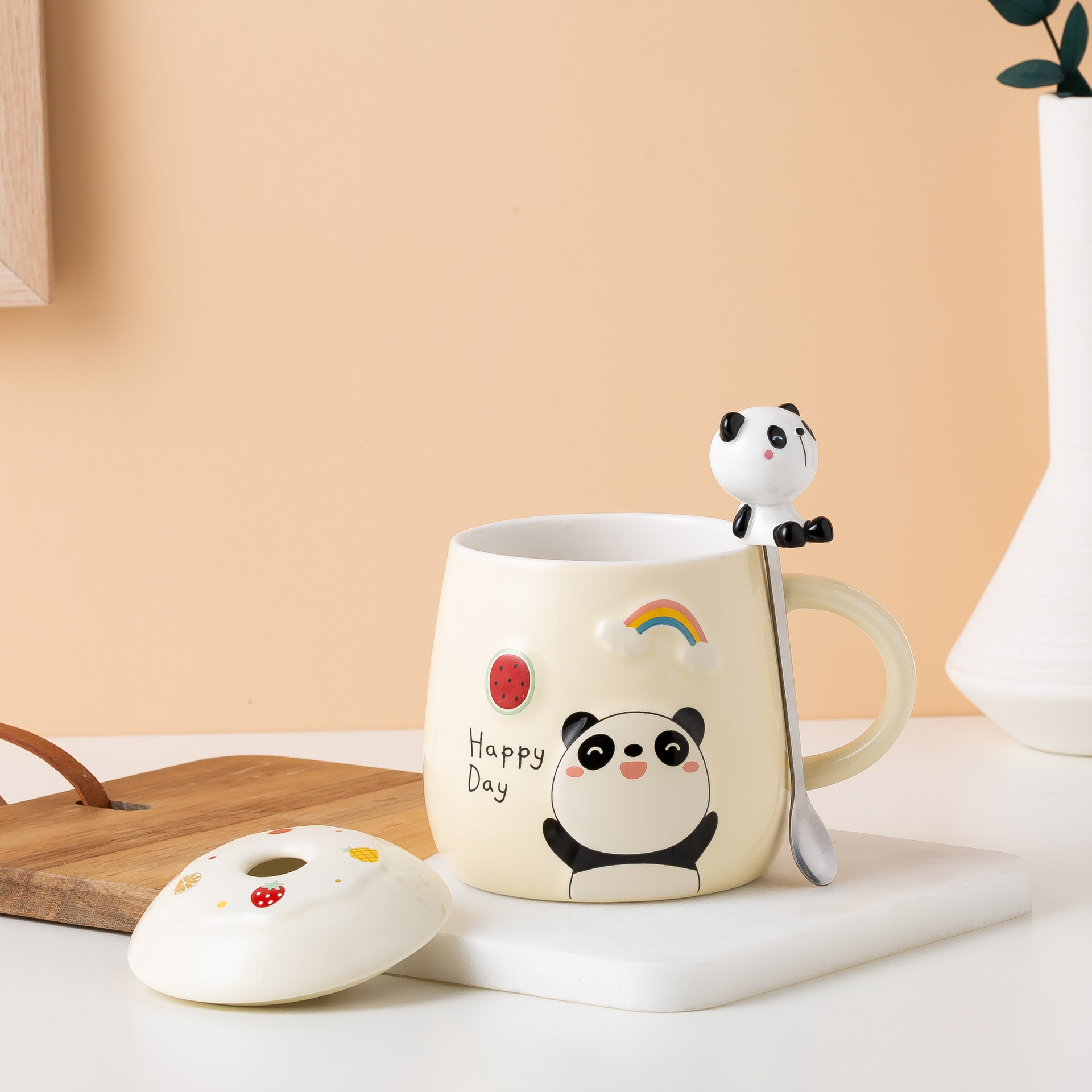 High appearance level, ins style, high-temperature resistant, large-capacity ceramic cup, cute and girlish gift cup, office coffee cup pic 7