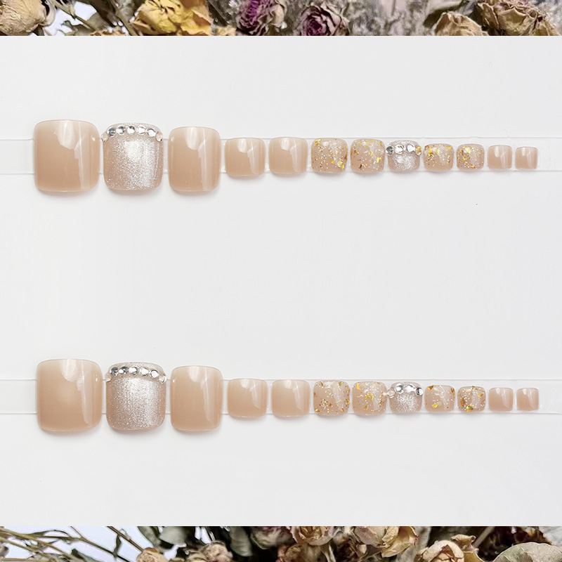 JZ-135 Wearable nail Art nail plate wholesale matte gold edge French toenail stickers detachable pieces waterproof toenails pic 17