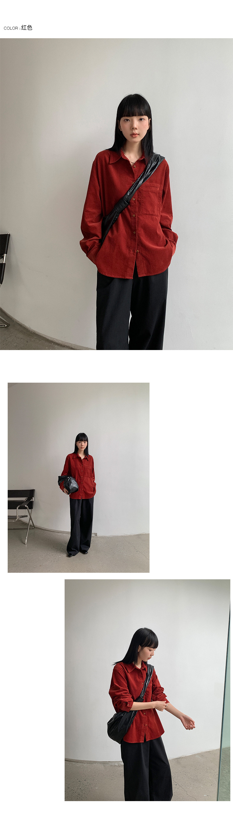 6UP2024早秋韩系全棉绒面衬衫广州13行新款极简慵懒休闲ins90222详情14