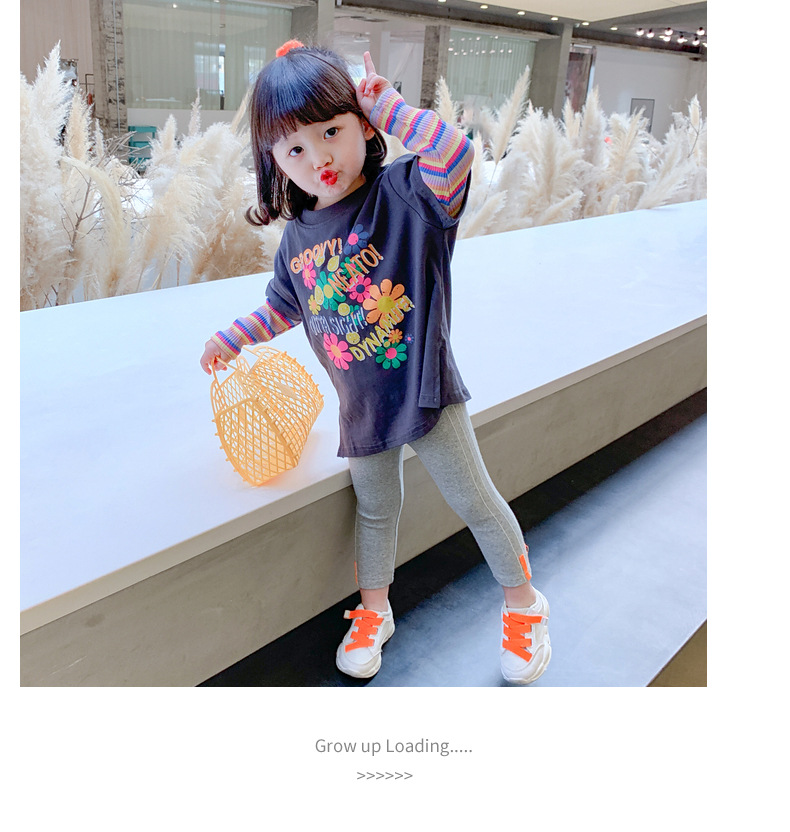 Two new autumn long-sleeved T-shirts for girls in 2024, trendy autumn base shirts for children pic 23