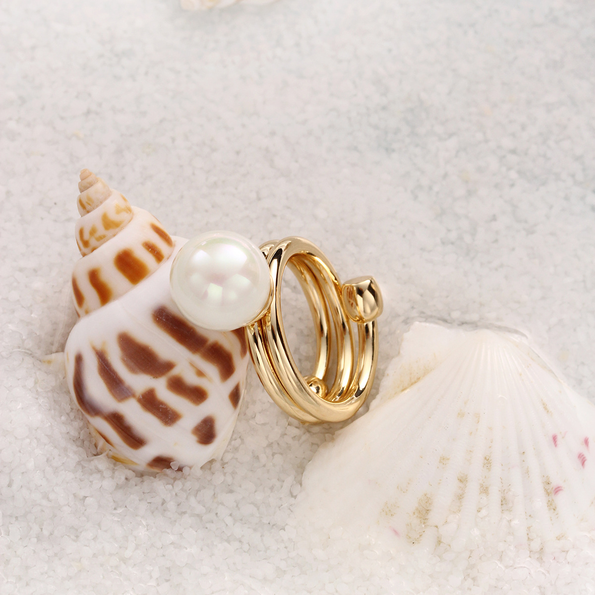 韩版简约戒指丝巾扣纯铜镀金气质大方高端珍珠配饰丝巾装饰详情8