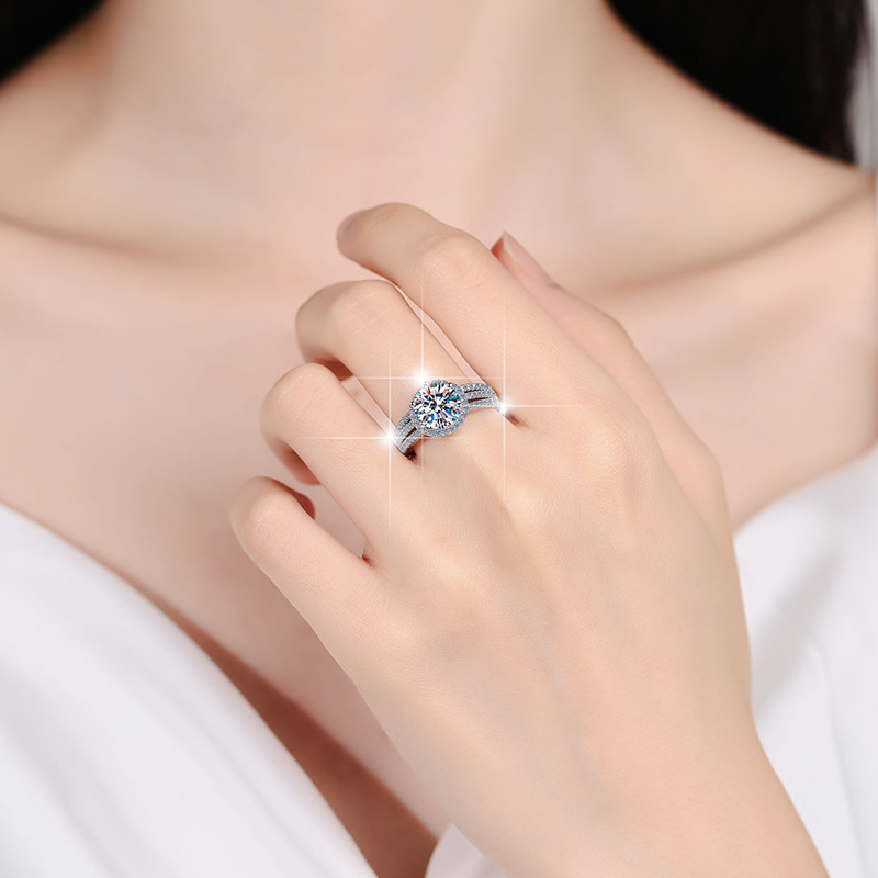 莫桑石戒指s925纯银女戒环三生三世克拉婚戒欧美热销直播货源跨境详情7