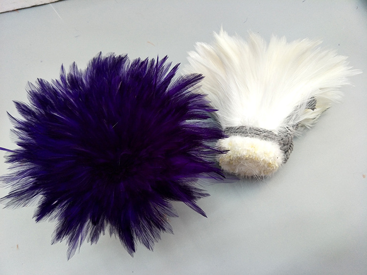 源头厂家供应5-6白项毛鸡毛卷 头花胸花DIY道具服装辅料 彩色羽毛详情24