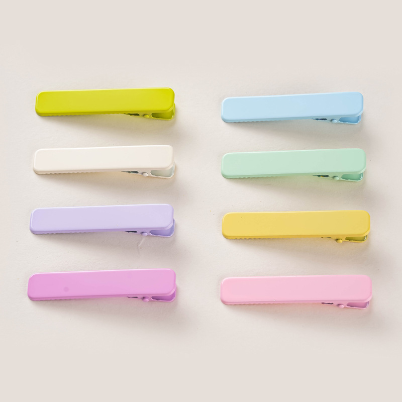 Korean version candy rectangular duckbill hairpin, shark hairpin, female side floral fringe, macaron-colored headwear pic 2