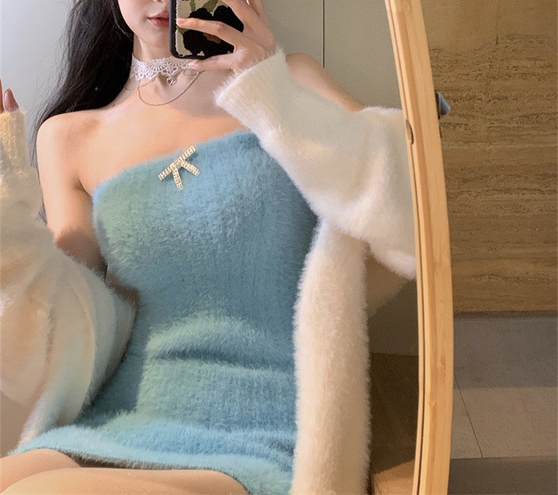 2023 Spring and Autumn laid-back and loose, knee-length, thickened, pure imitation mink fleece knitted sweater cardigan for women pic 31