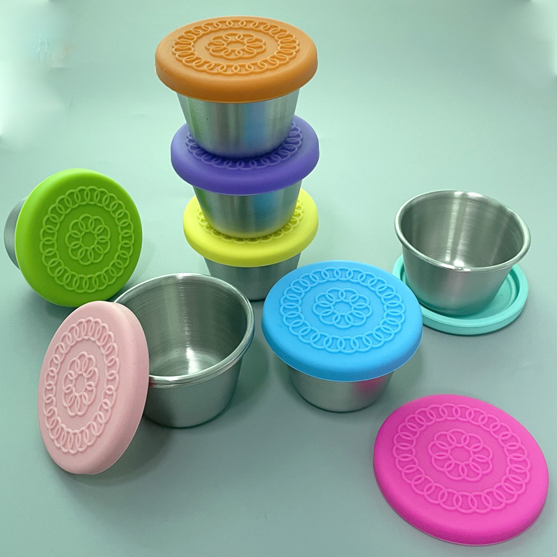 硅胶饭盒保鲜盒不锈钢便当盒餐盘零食盒酱料杯两格三格四格午餐盒详情21