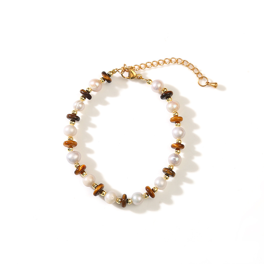 美拉德虎眼石天然淡水珍珠百搭手链小众设计轻奢手镯闺蜜学生手饰详情9