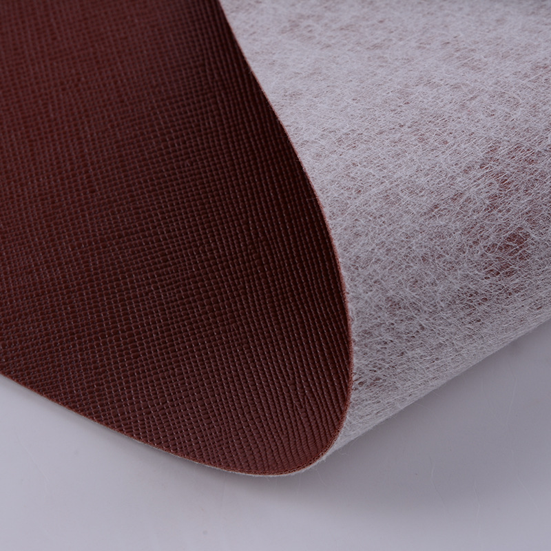 Hot-selling spunlace bottom hard cross-patterned PVC luggage artificial leather decorative leather fabric pic 3