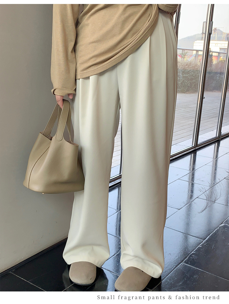 大码女装西装裤女春季垂感高腰显瘦休闲裤宽松阔腿裤百搭直筒裤裤详情25