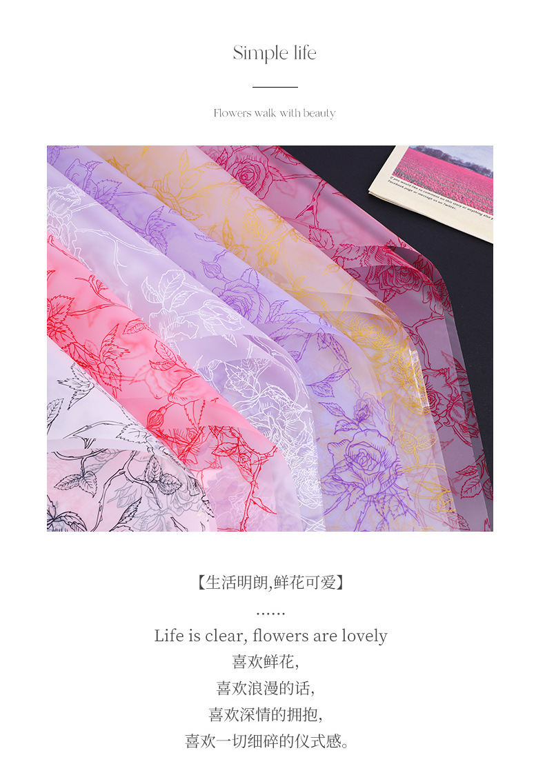飞花雨 诺莎纸玫瑰园韩纸 防水雾面纸鲜花包装纸花束包花纸材料详情3