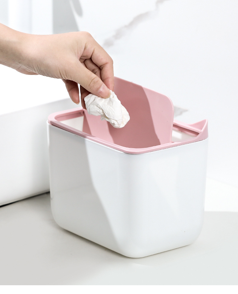 Desktop trash cans, essential small wastebaskets for dormitories, offices and households, hidden flip-top fruit shell storage boxes wholesale pic 10