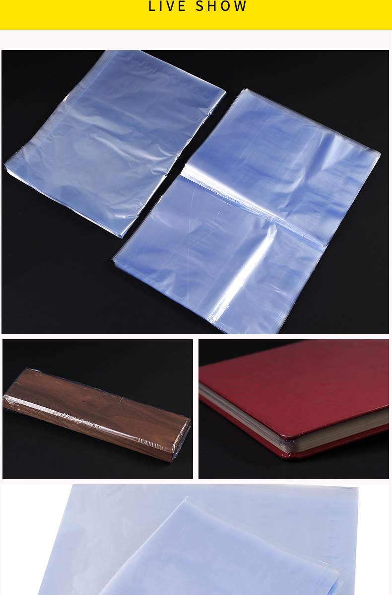 Wholesale heat shrink film PVC heat shrink bags, flat mouth blue transparent heat plastic sealing bags, shoe heat shrink film plastic sealing bags pic 8