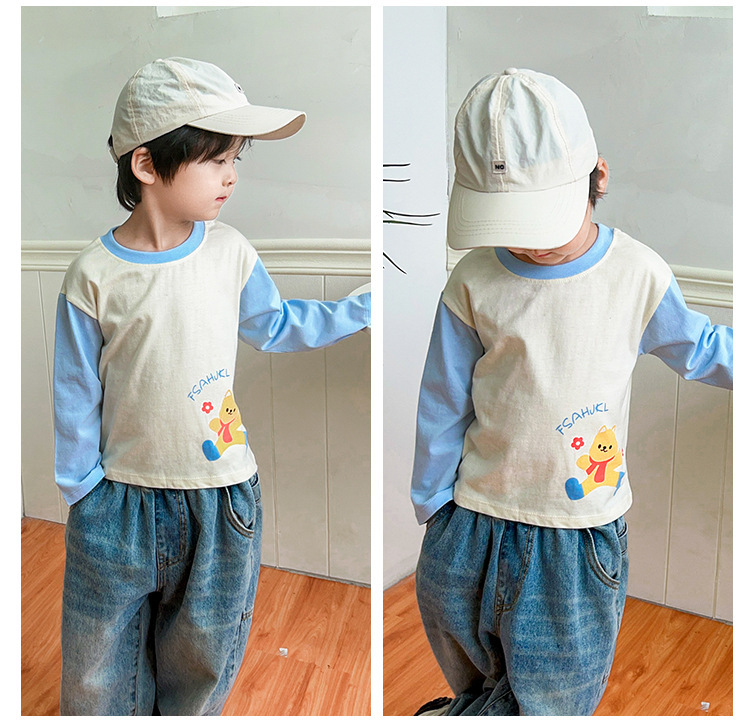 新款儿童t恤100%棉男童上衣长袖单件女宝a类纯棉衣服卡通潮童详情14