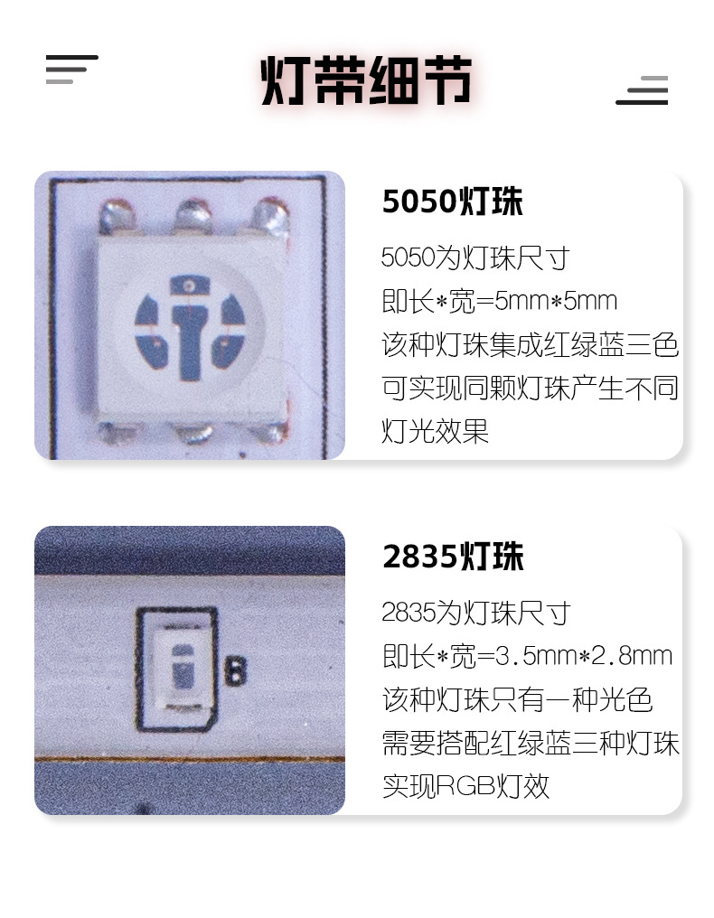 跨境热采2835rgb套装灯带5050低压软灯条蓝牙wifi遥控氛围灯详情6