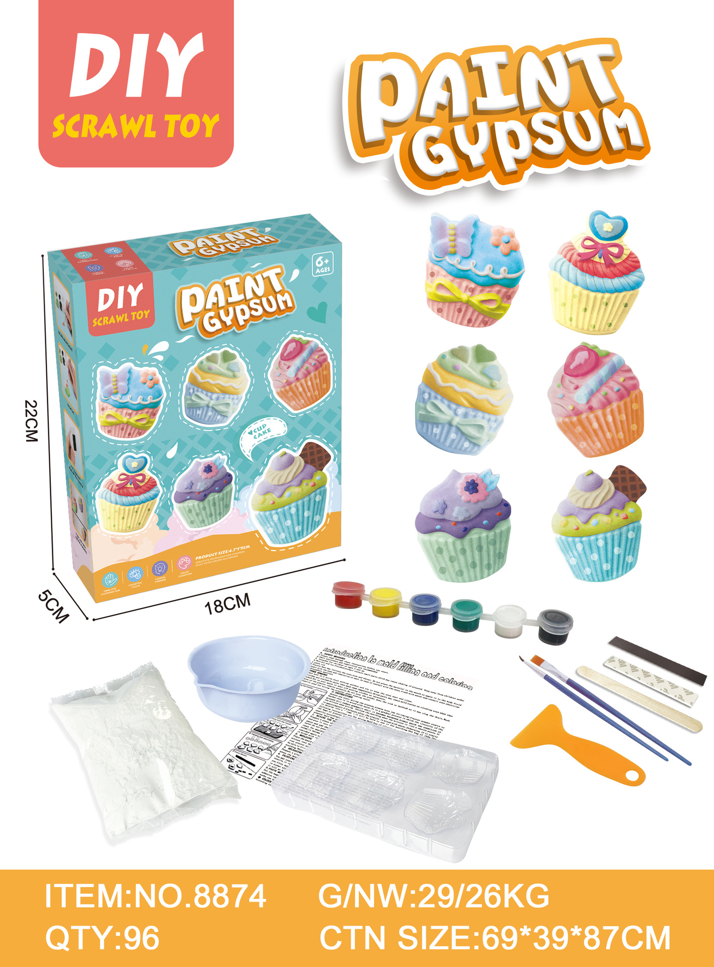 石膏彩绘艺术摆件儿童创意DIY手绘玩具礼物冰箱贴摆件地摊批发详情5