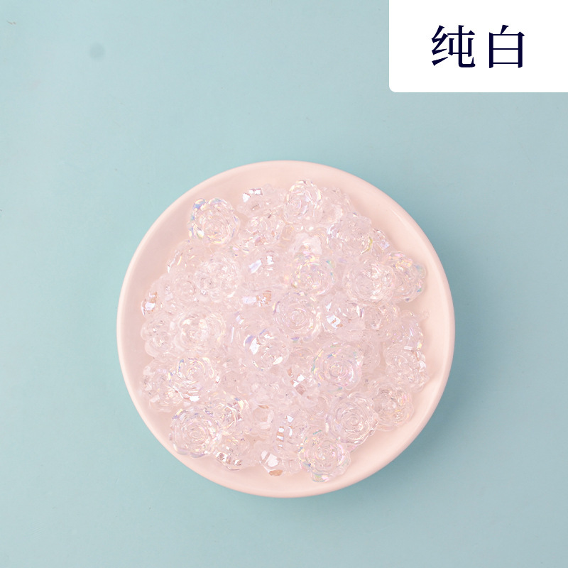 Wholesale of new transparent AB color rose, transparent aurora camellia DIY resin accessories and acrylic beads pic 1
