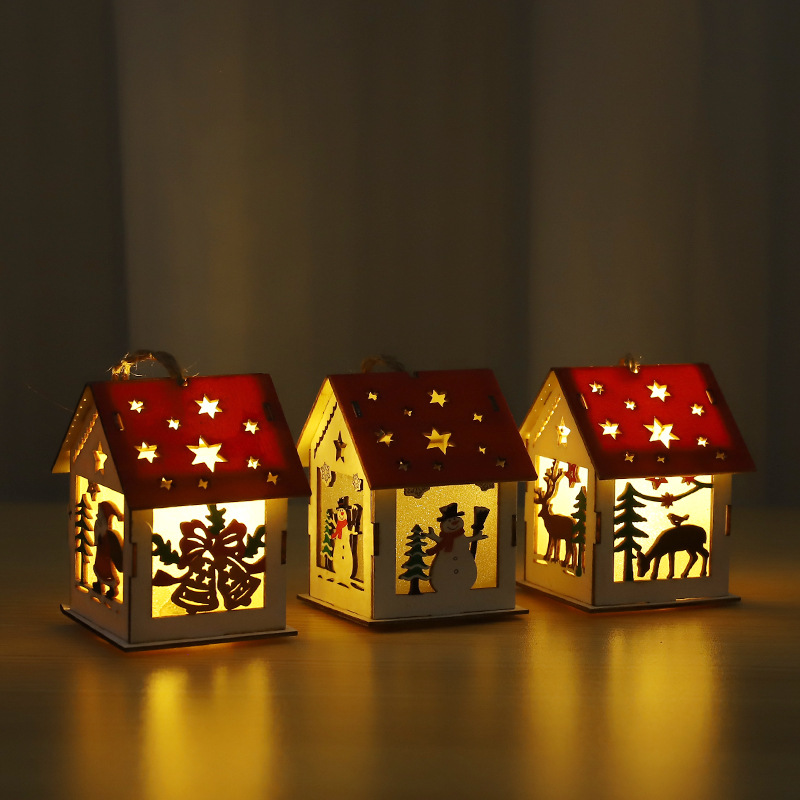 圣诞老人发光雪房子小木屋客厅装饰圣诞装饰挂饰diy礼物橱窗摆件详情6
