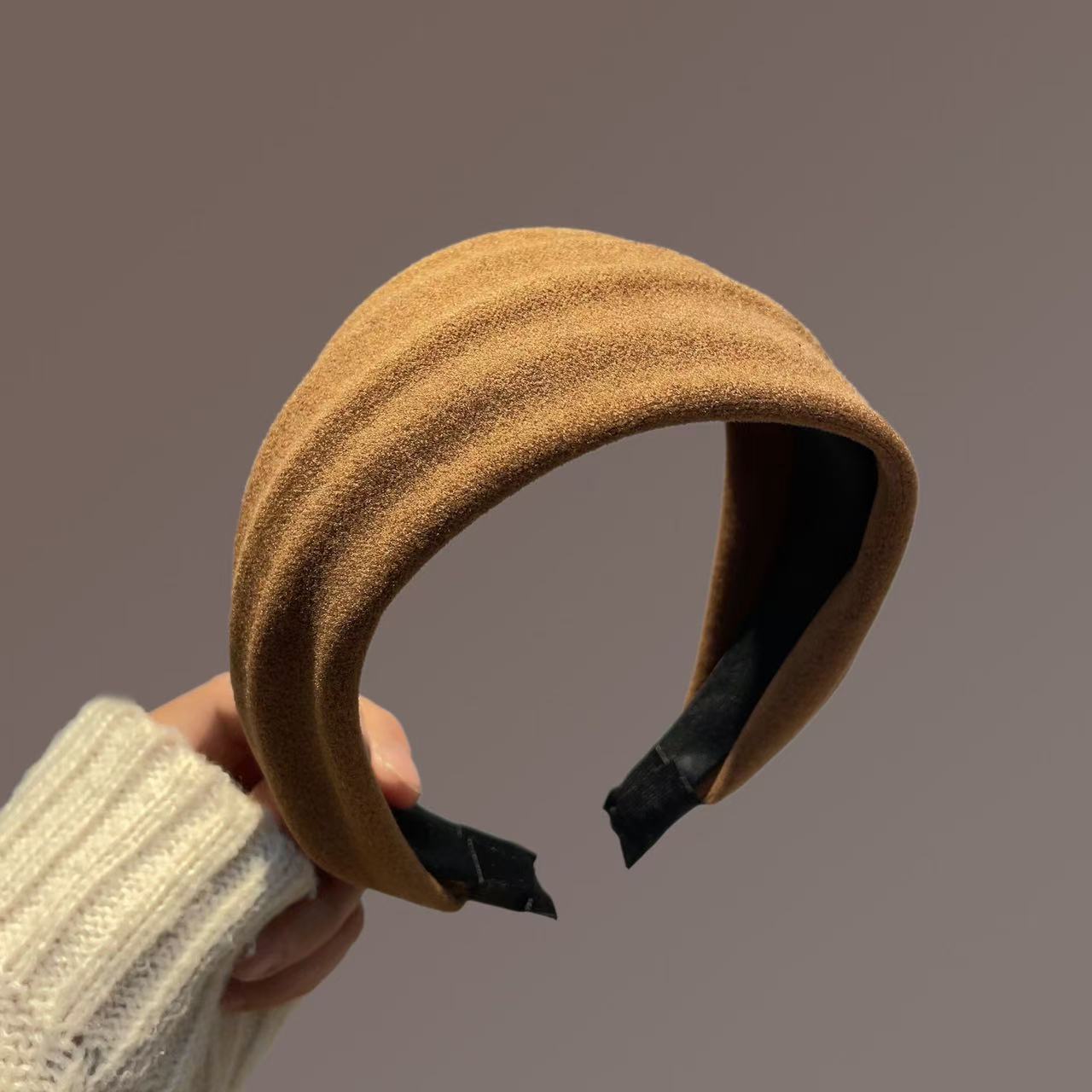 Pumpkin brown for whitening Spring and summer knitted wide-brimmed hair band 2025 New style hairpin hair band high head band Elegant headband for women pic 19