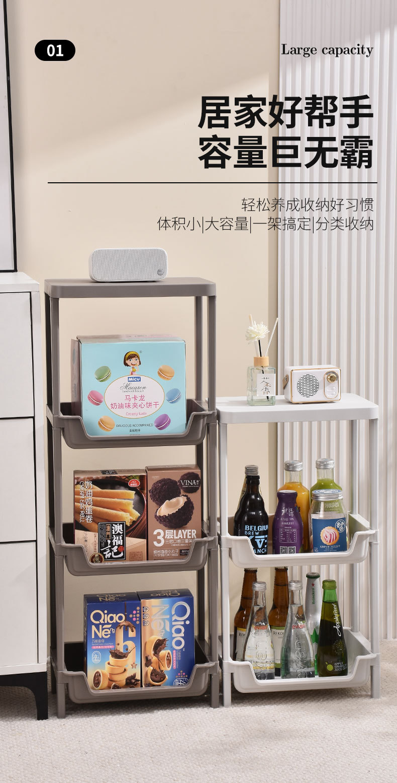 Multi-layer PP storage rack, bathroom and toilet storage rack, bathroom gap floor-standing kitchen and living room storage rack pic 4