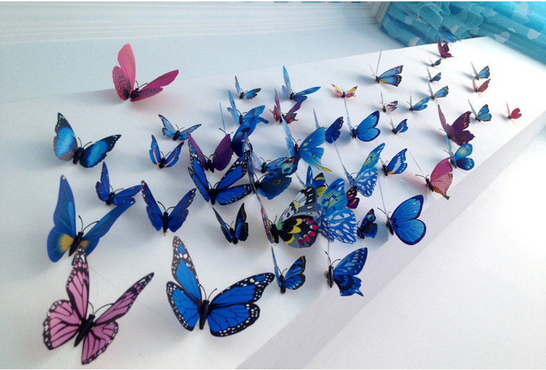 3D stereoscopic butterfly wall decoration creative stickers, 12 pieces of 9-color selected magnetic refrigerator stickers H-003, double-layer pic 19