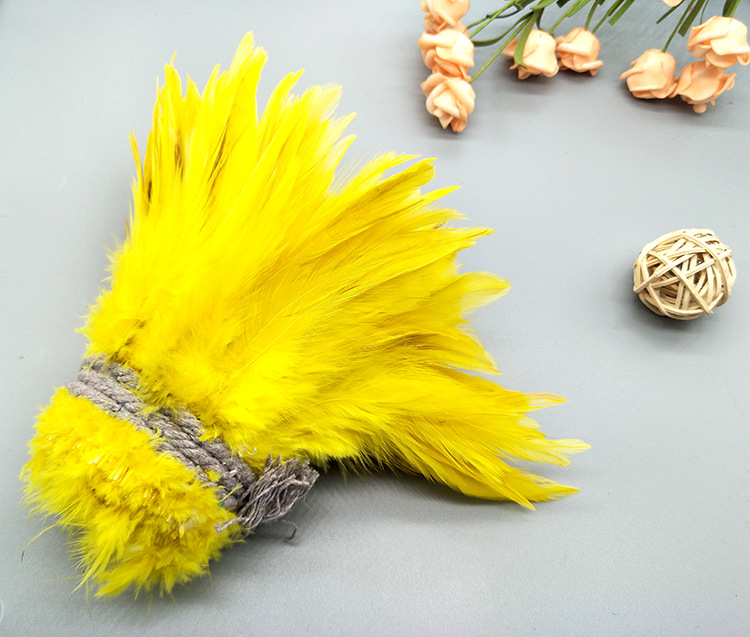 Dyed chicken feathers 4-6, white pointed, colored feather ornaments, corsages, headwear, hat flowers, dream catchers, cat teasing sticks materials pic 37