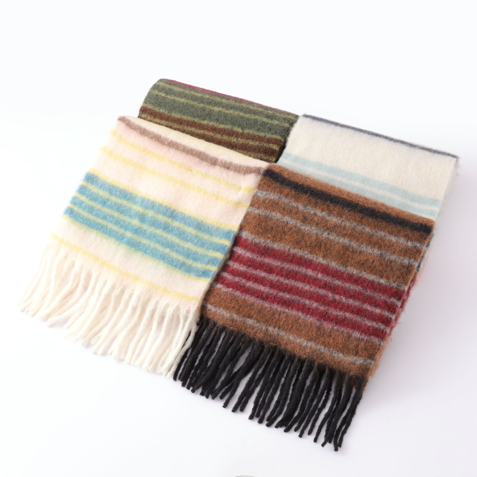 Korean-style knitted woolen scarf for women, thickened mohair for autumn and winter, warm in winter, versatile scarf, red shawl pic 11