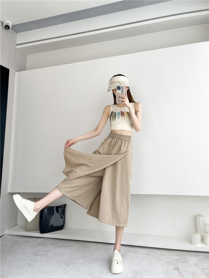 藏青工装裙裤女夏季2024新款山本裤裙半身裙七分阔腿裤子 pic 14