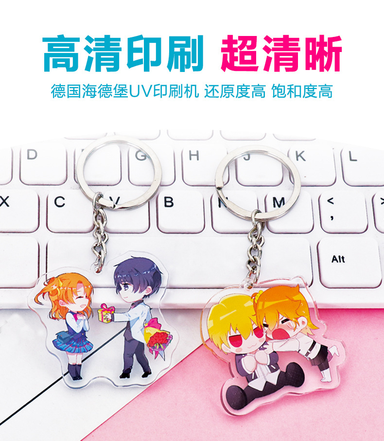 Customized acrylic keychains, standing signs, small pendants, comic exhibition merchandise, cartoon and animation photos, creative diy chains pic 1