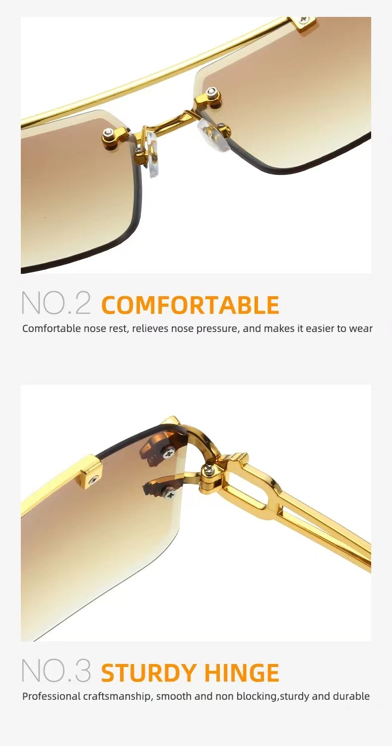 Crossover sin marco gafas de sol cabeza de leopardo moda corte de borde gafas de sol hombre temperamento mujer tendencia europea y americana influencers street raqueta gafas pic 14