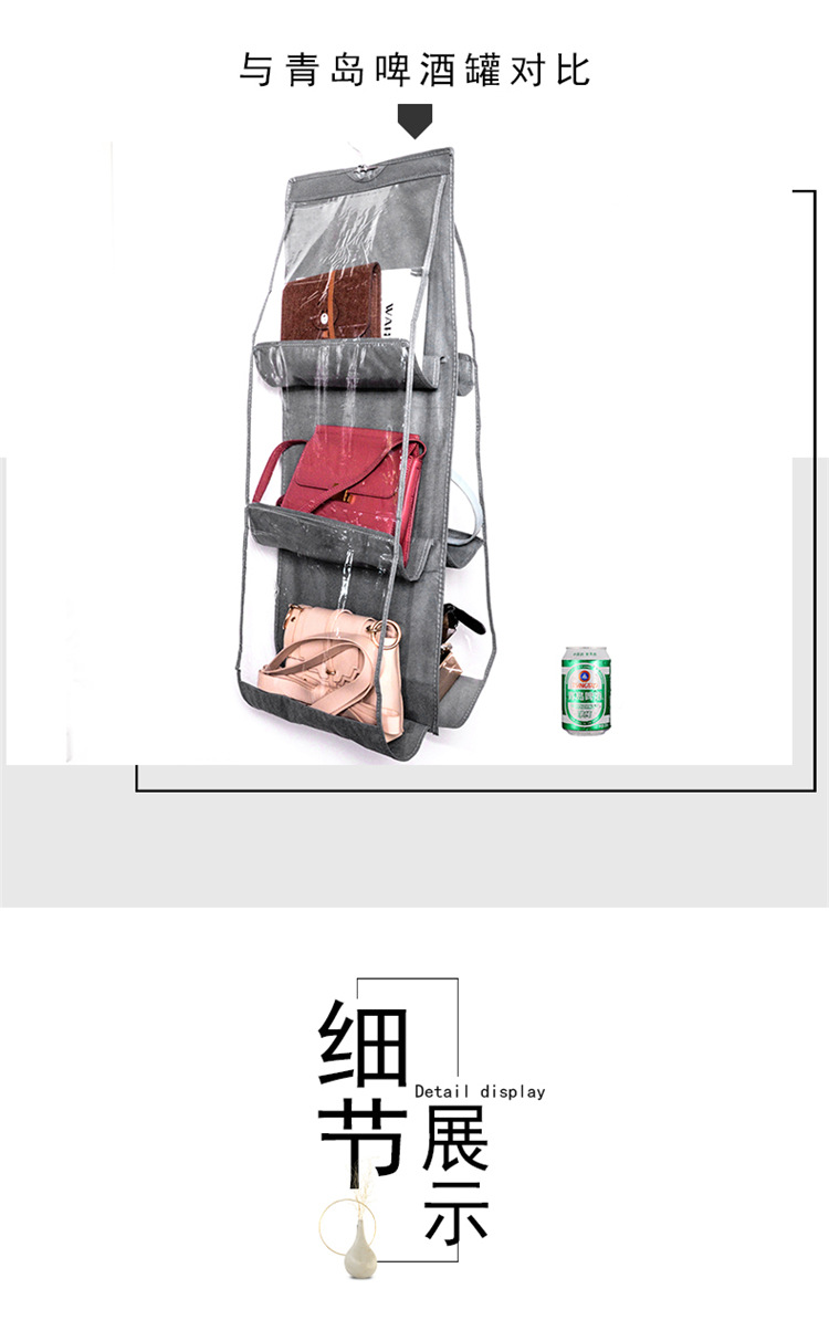 Double-sided six-layer bag, hanging bag, handbag, storage and organization bag, hanging multi-layer transparent dust-proof bag, available in multiple colors pic 7