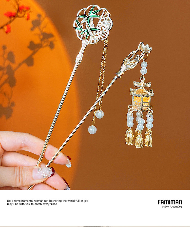 Ancient-style tassel hairpins for women, new Chinese-style ancient style, high-end feel, back of the head coiled hair hairpins, Hanfu cheongsam hairpins and headwear pic 7