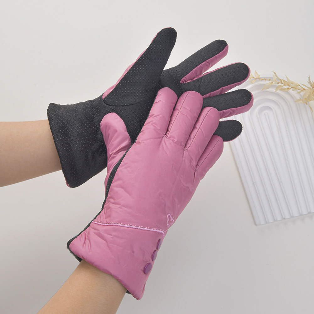 手套女冬季加厚款防滑不倒绒双色保暖骑行手套滑雪防寒成人手套详情9