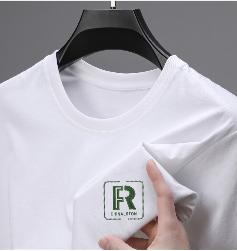 精梳棉夏季新款100%纯棉简约百搭男士t恤圆领字母印花透气短袖男详情18