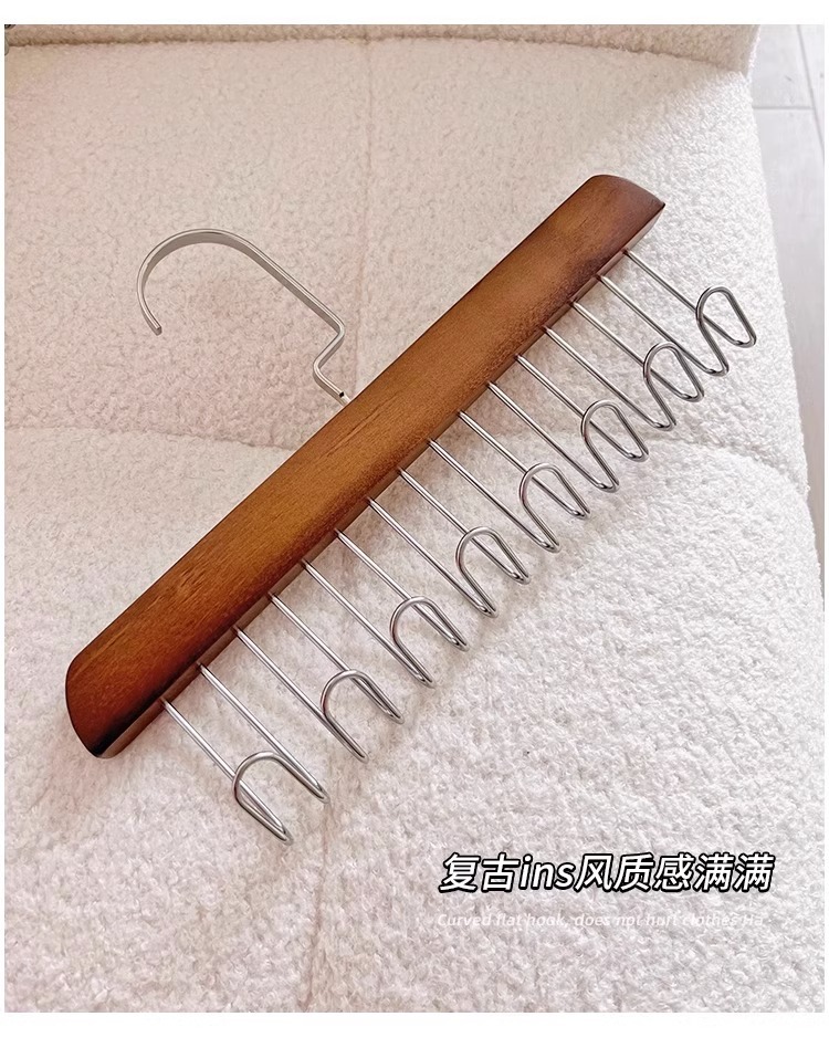 实木吊带内衣背心包包领带木质挂钩衣架挂衣家用多功能八挂钩收纳详情21