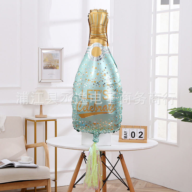 Cross-border champagne bottle aluminum film balloons, birthday declaration, wedding aluminum foil balloons, New Year party decoration and arrangement balloons pic 5