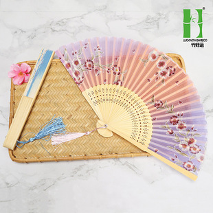 绢布竹质伴娘接亲折扇子女中国古风学生和风日式扇竹制品扇子批发详情37