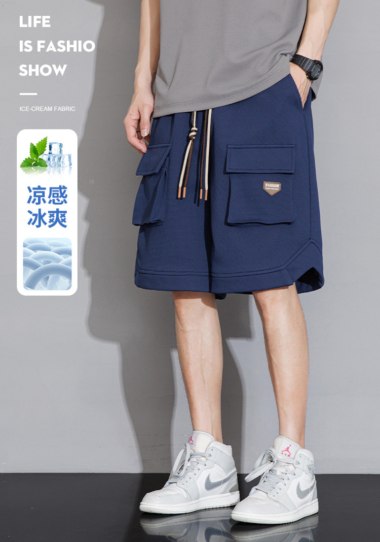 休闲短裤男夏季2024新款韩版潮流直筒宽松轻薄ins五分工装沙滩裤详情1