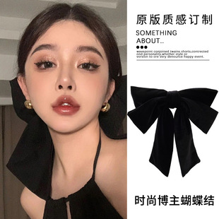 Black large intestine hair band, high-end Korean hair accessory, satin French pleated headband for washing face, high head and groin wholesale pic 8