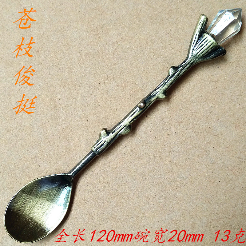 Retro European court tableware 6-piece set: fruit fork, cake fork, pomegranate flower, coffee spoon, small spoon, gold and silver, bronze, dessert spoon, dessert fork, coffee mixing spoon, tableware, ice cream spoon, fork spoon pic 42