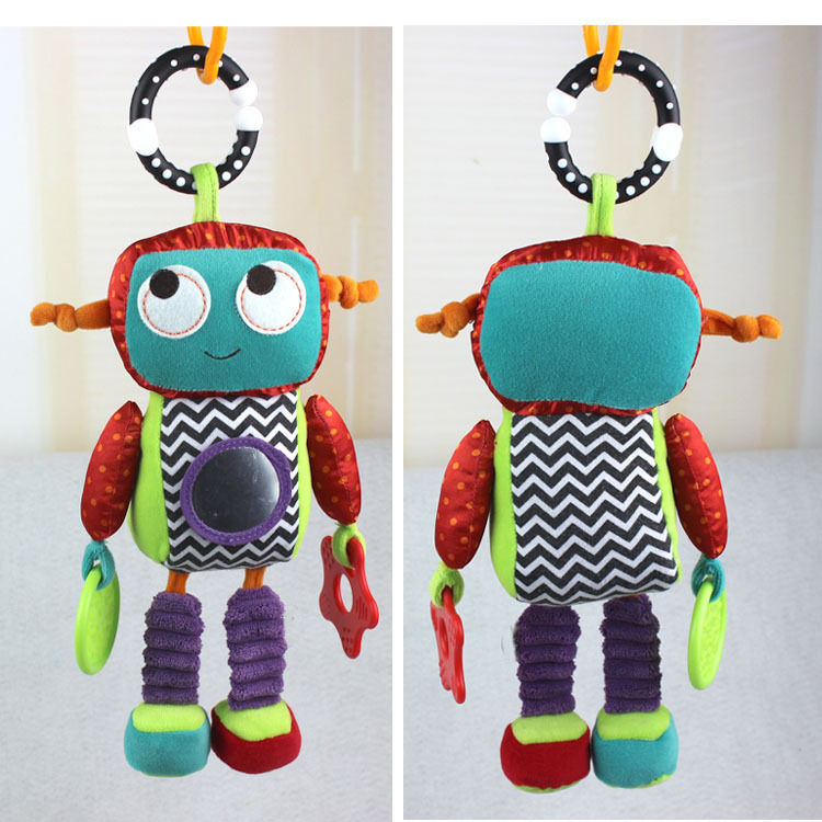 Robot baby stroller, hand-cranked bell, baby comfort, 3-6-12 months early education, educational toy, key pendant pic 4