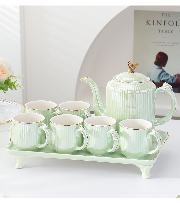北欧水具陶瓷套装水壶家用客厅耐热水杯水壶托盘套装系列咖啡具套详情12