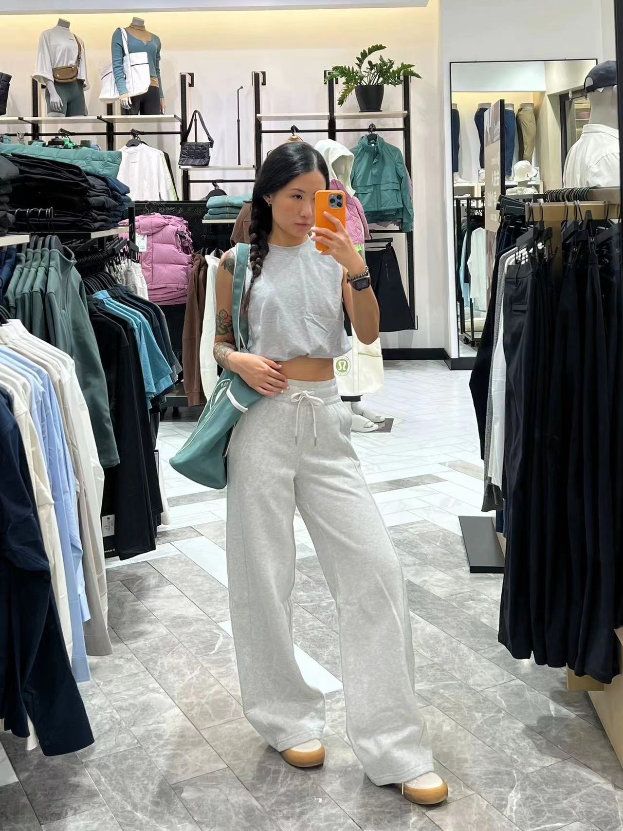 lulu卫裤女2024春秋新款瑜珈裤微喇直筒百搭高腰显瘦运动休闲裤子详情5