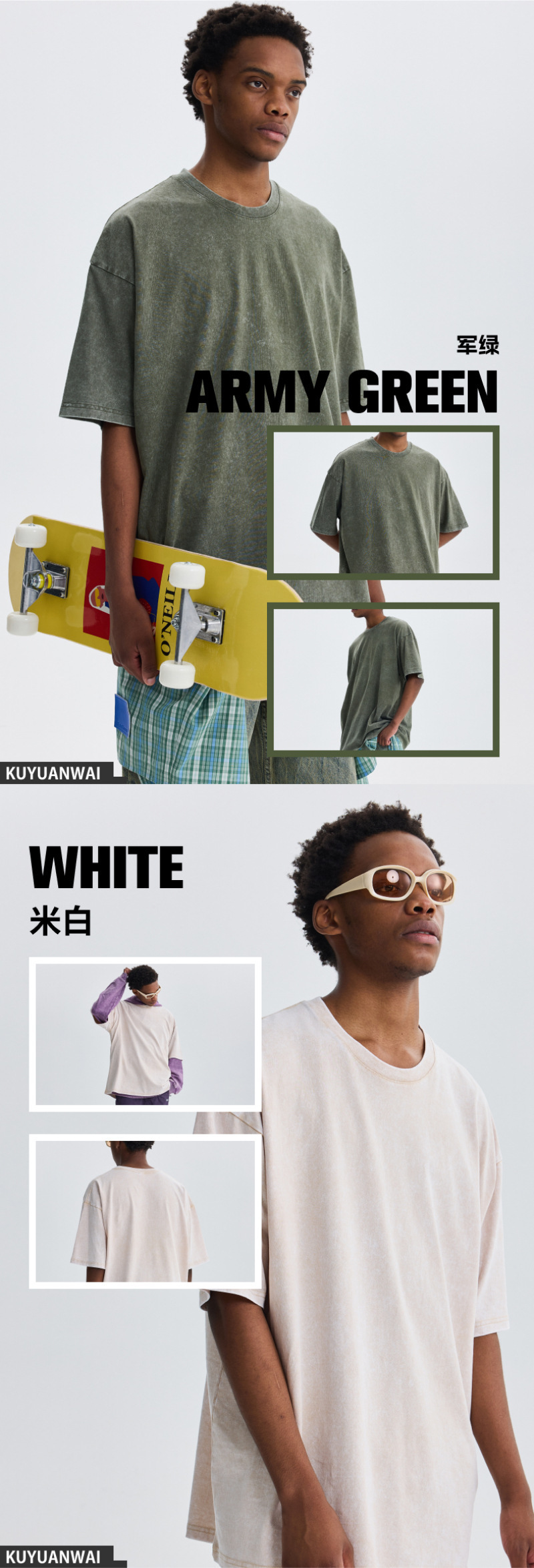 美式高街水洗做旧宽松纯棉男女夏季复古潮牌短袖 T 恤详情14