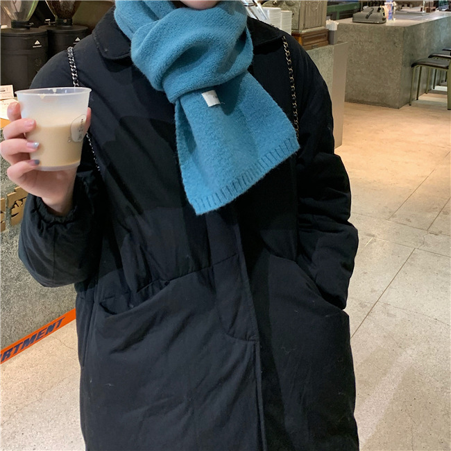 韩版ins保暖纯色围巾女秋冬季百搭时尚学生针织小围脖男新款毛线详情15