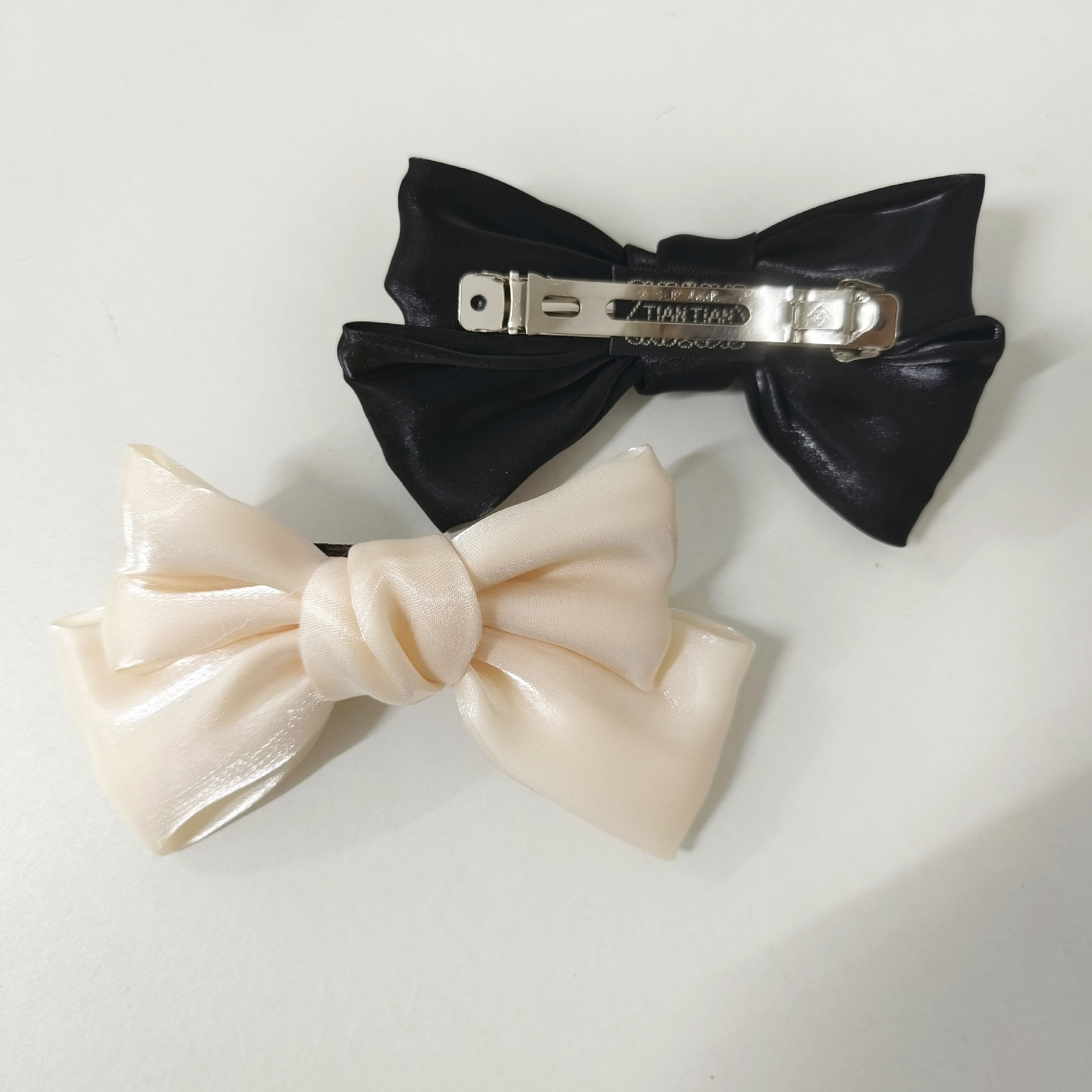 超仙人鱼姬蝴蝶结珠光缎面蝴蝶结发夹13cm儿童发夹后脑勺森系顶夹详情6