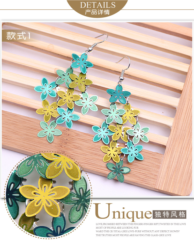 New fashionable and fresh floral color-blocking earrings and pendants, multi-layered eco-friendly tassel earrings and other DIY accessories pic 7