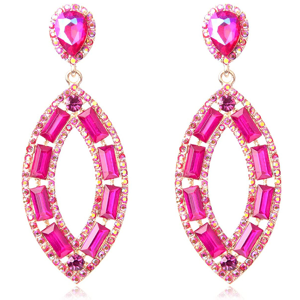 New cross-border earrings from Europe and America: Barbie pink best-selling set, rose red geometric versatile summer earrings for women with a vacation style pic 23
