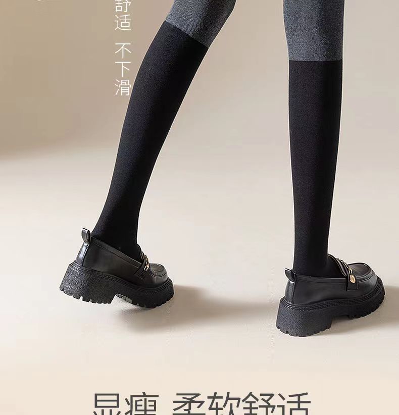 Sock stall, one-piece consignment delivery, color-blocking calf socks for women, spring and autumn style, black and gray patchwork, Japanese-style long thigh-high socks, half-leg slightly pressed black calf socks, one-piece consignment delivery pic 7