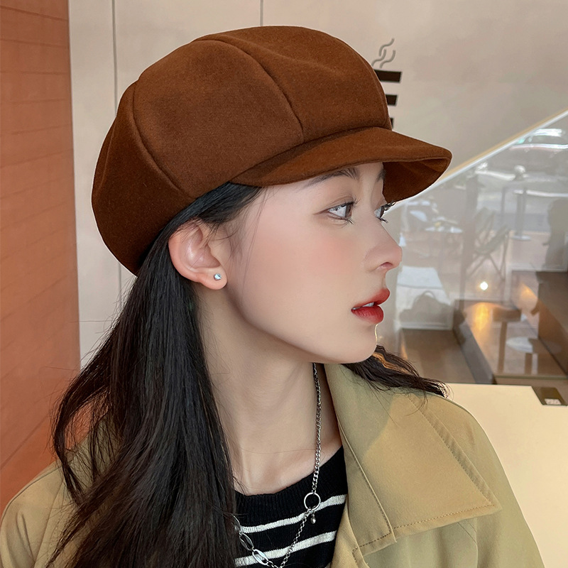 Otoño-invierno 2022 gorra de octagón niño japonés artes y artes sombrero de periódico versátil Señora Inglesa lengua de pato pintor boina pic 16