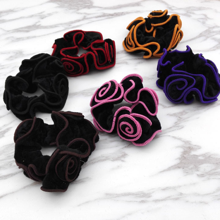 A3743 velvet three-rose hair tie, thick hair rope, hair accessory, hair flower bun, two-yuan store accessories wholesale pic 3